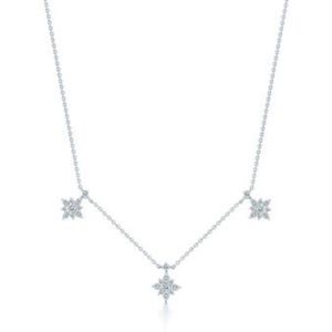 Designer KWIAT Triple STAR Diamond Pendants 18K White Gold Chain Necklace 1.52CT